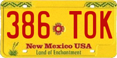 NM license plate 386TOK