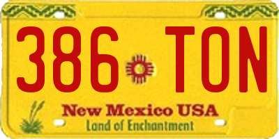 NM license plate 386TON