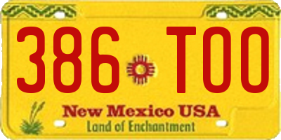 NM license plate 386TOO