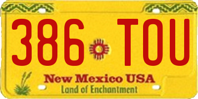 NM license plate 386TOU