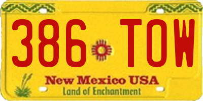 NM license plate 386TOW