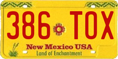 NM license plate 386TOX
