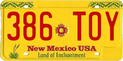 NM license plate 386TOY