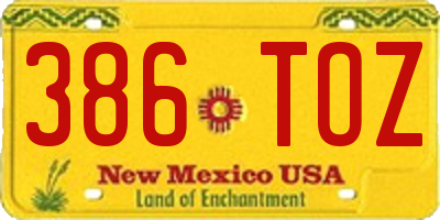 NM license plate 386TOZ