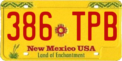 NM license plate 386TPB