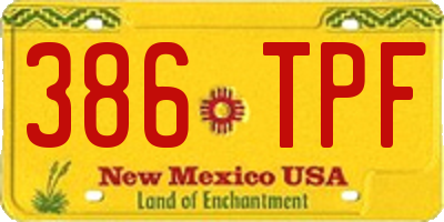 NM license plate 386TPF