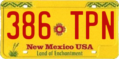 NM license plate 386TPN