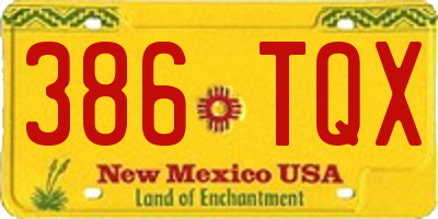 NM license plate 386TQX