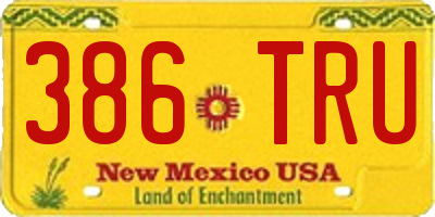 NM license plate 386TRU