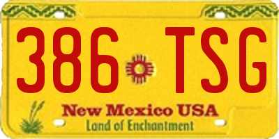 NM license plate 386TSG