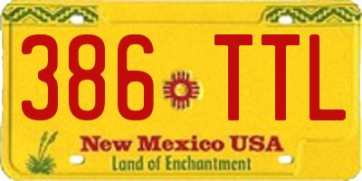 NM license plate 386TTL