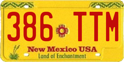 NM license plate 386TTM