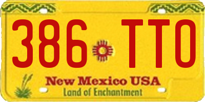 NM license plate 386TTO