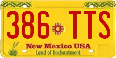 NM license plate 386TTS