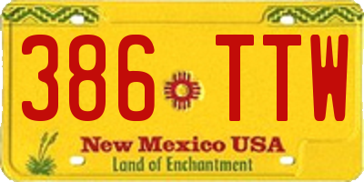 NM license plate 386TTW