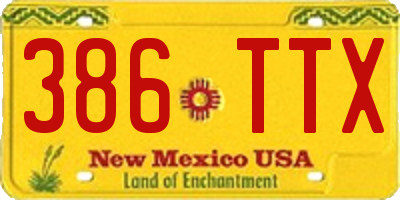 NM license plate 386TTX