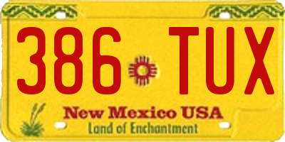 NM license plate 386TUX
