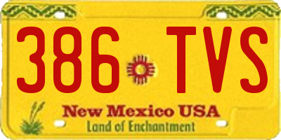 NM license plate 386TVS