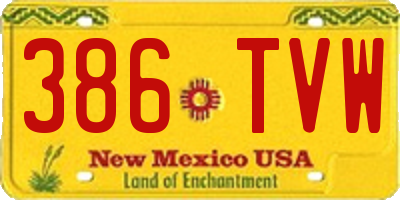 NM license plate 386TVW