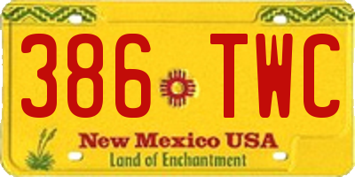 NM license plate 386TWC