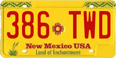 NM license plate 386TWD