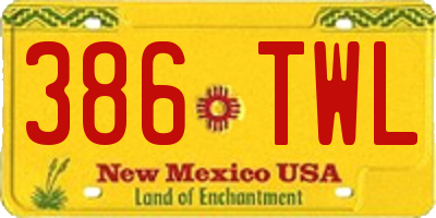 NM license plate 386TWL