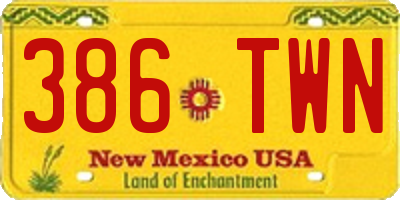 NM license plate 386TWN