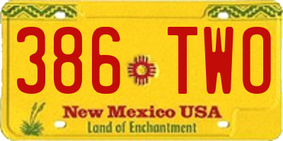 NM license plate 386TWO