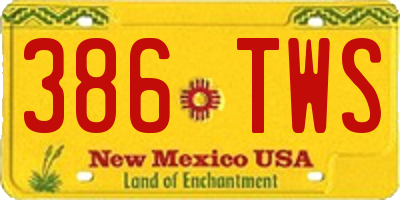 NM license plate 386TWS