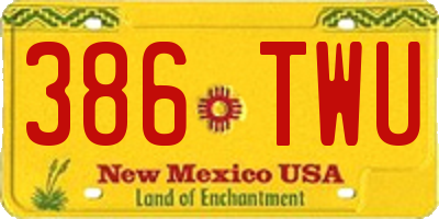NM license plate 386TWU