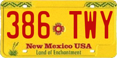 NM license plate 386TWY