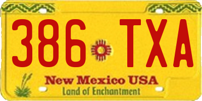 NM license plate 386TXA