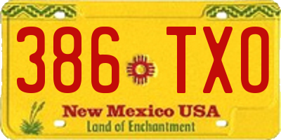NM license plate 386TXO