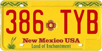 NM license plate 386TYB