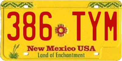 NM license plate 386TYM