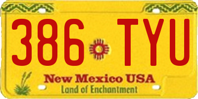 NM license plate 386TYU