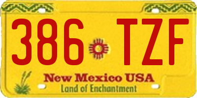 NM license plate 386TZF