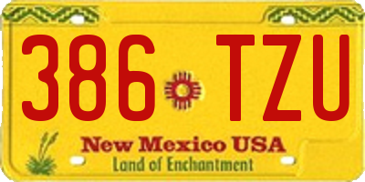 NM license plate 386TZU