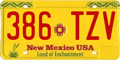 NM license plate 386TZV