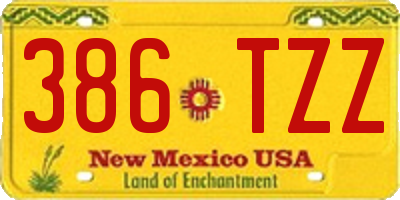 NM license plate 386TZZ