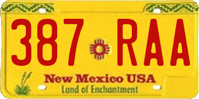 NM license plate 387RAA