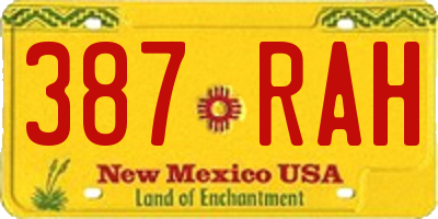 NM license plate 387RAH