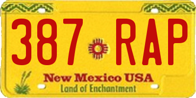 NM license plate 387RAP