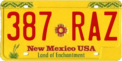 NM license plate 387RAZ