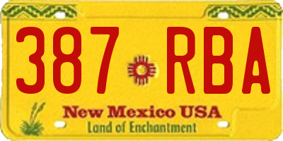NM license plate 387RBA