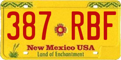 NM license plate 387RBF