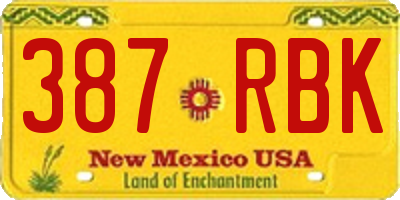 NM license plate 387RBK