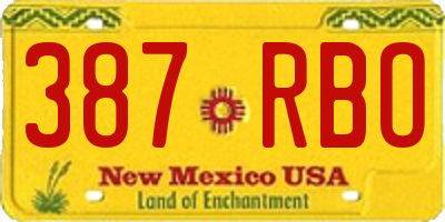 NM license plate 387RBO