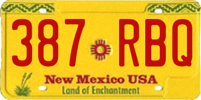 NM license plate 387RBQ