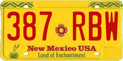 NM license plate 387RBW